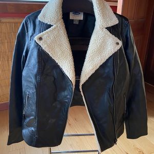 Old Navy Faux Leather jacket with Faux Fur trim